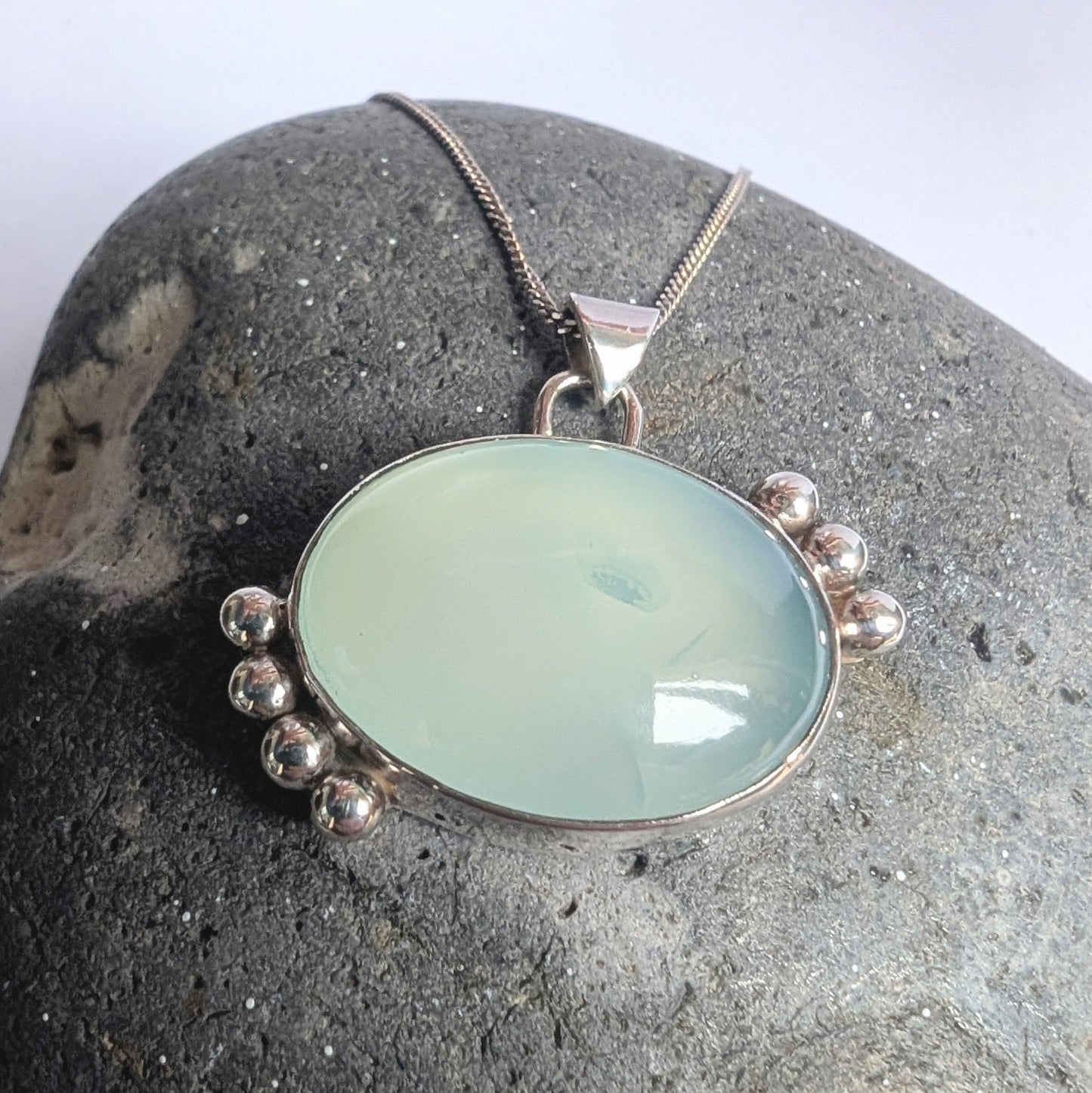 Blue Gemstone Granulation Pendant Necklace - Not Lost Jewellery