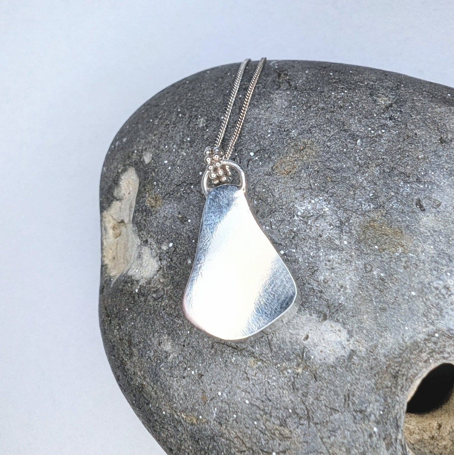 Blue Tile Recycled Silver Chunky Pendant Necklace - Not Lost Jewellery