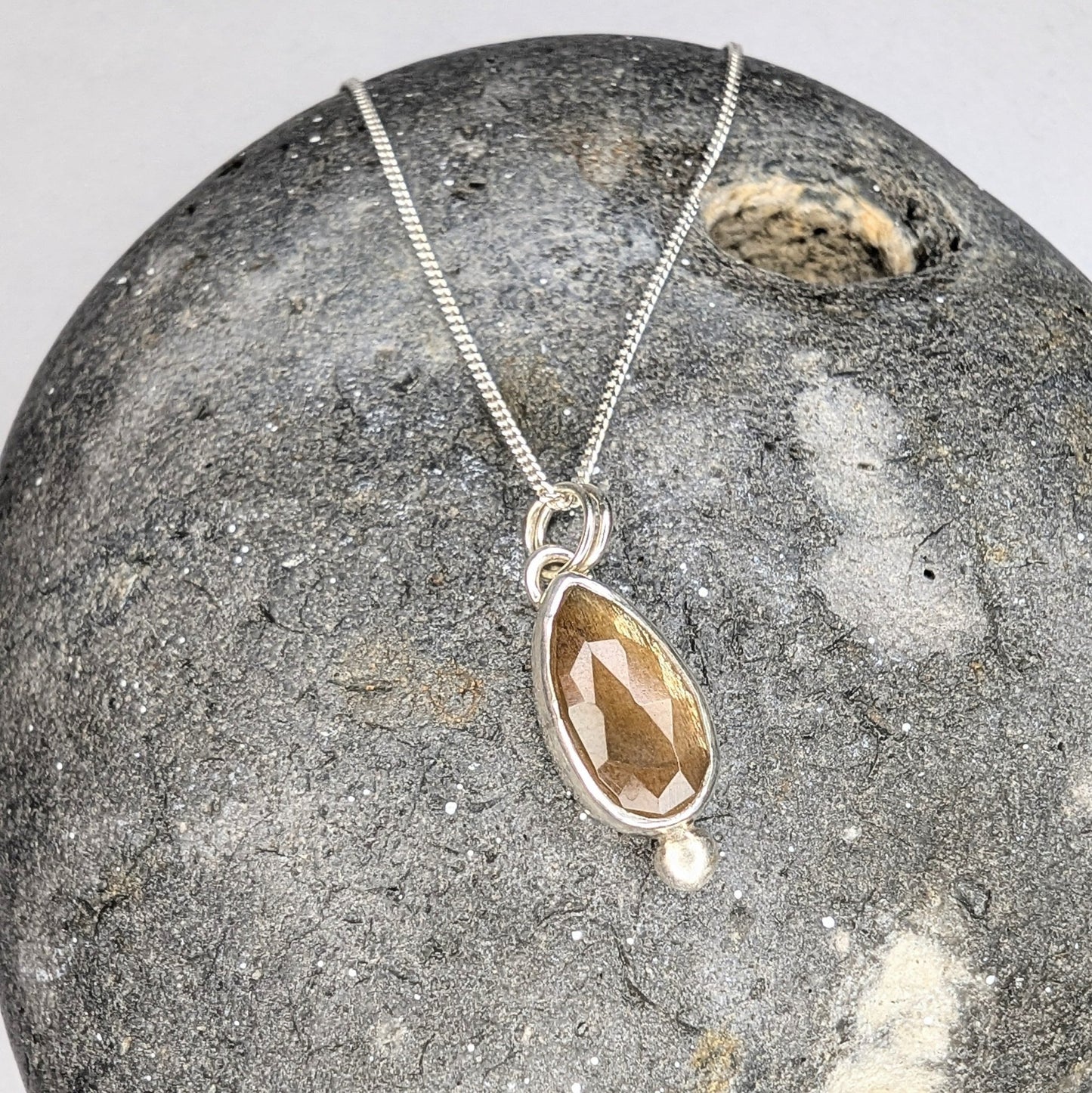 Golden Moonstone Recycled Silver Pendant Necklace - Not Lost Jewellery