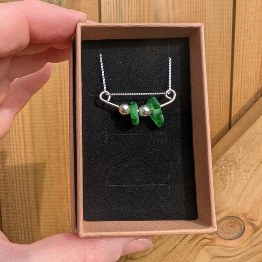 Jade Green & Silver Ball Fidget Pendant Necklace - Not Lost Jewellery