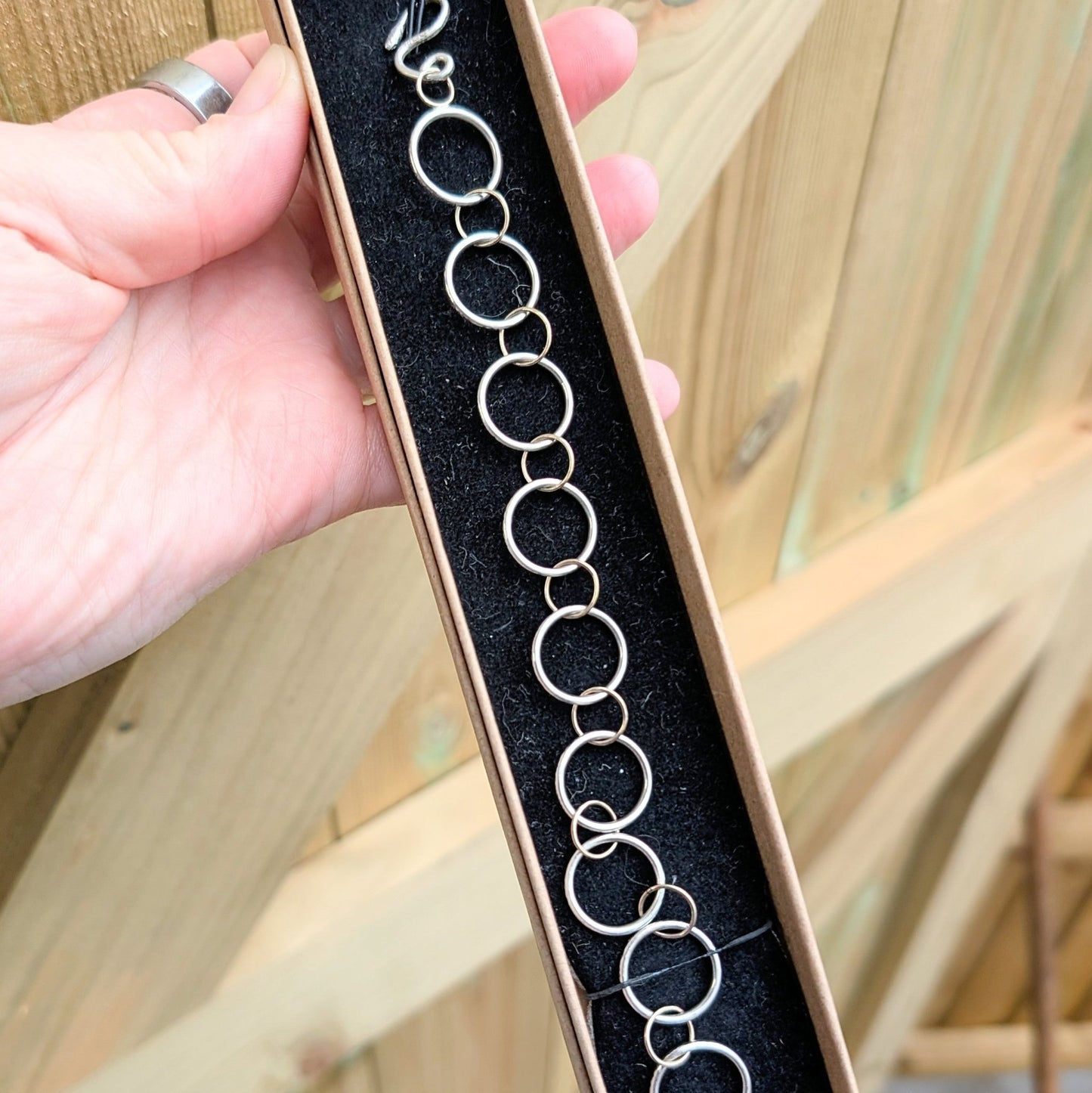 Recycled Sterling Silver and 9ct Handmade Chain Link Bracelet - Not Lost Jewellery