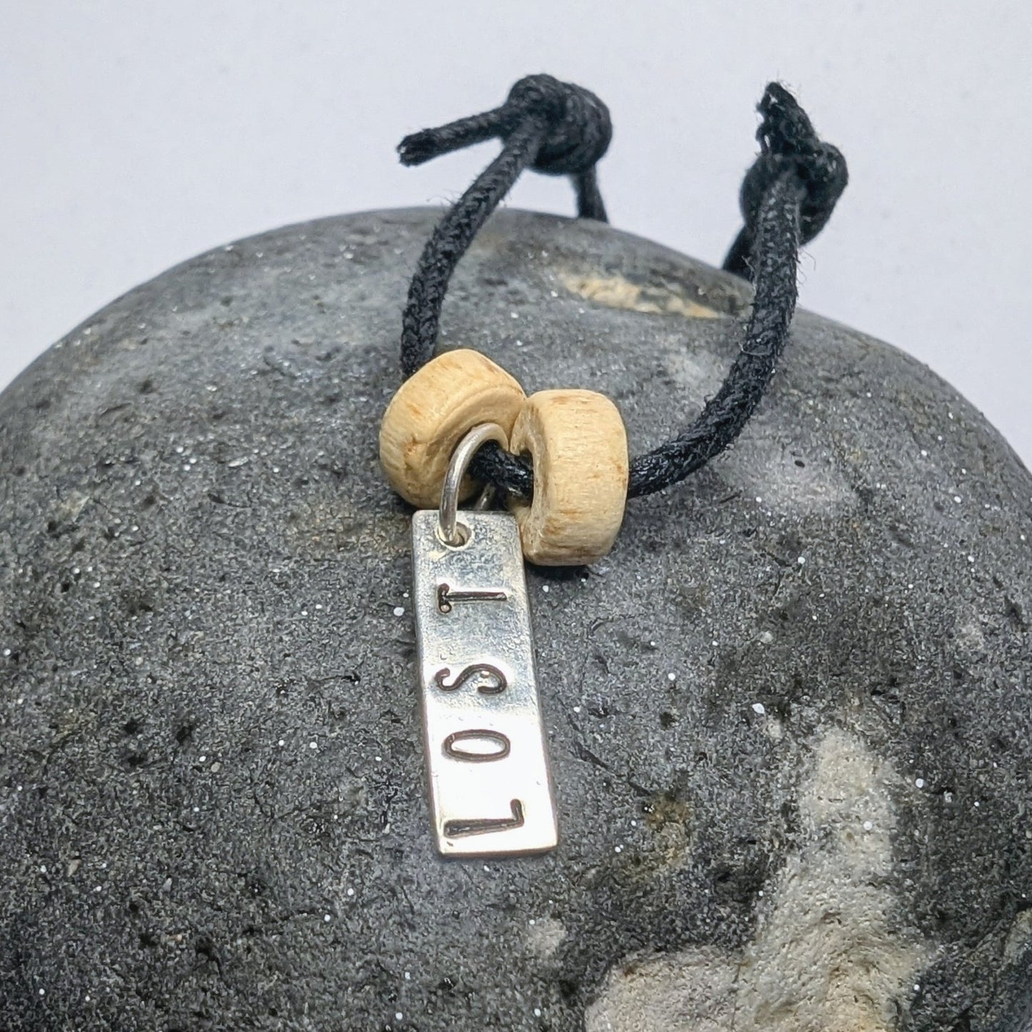 Recycled Sterling Silver 'Not Lost' & 'Lost' Pendant Cord Necklace - Not Lost Jewellery