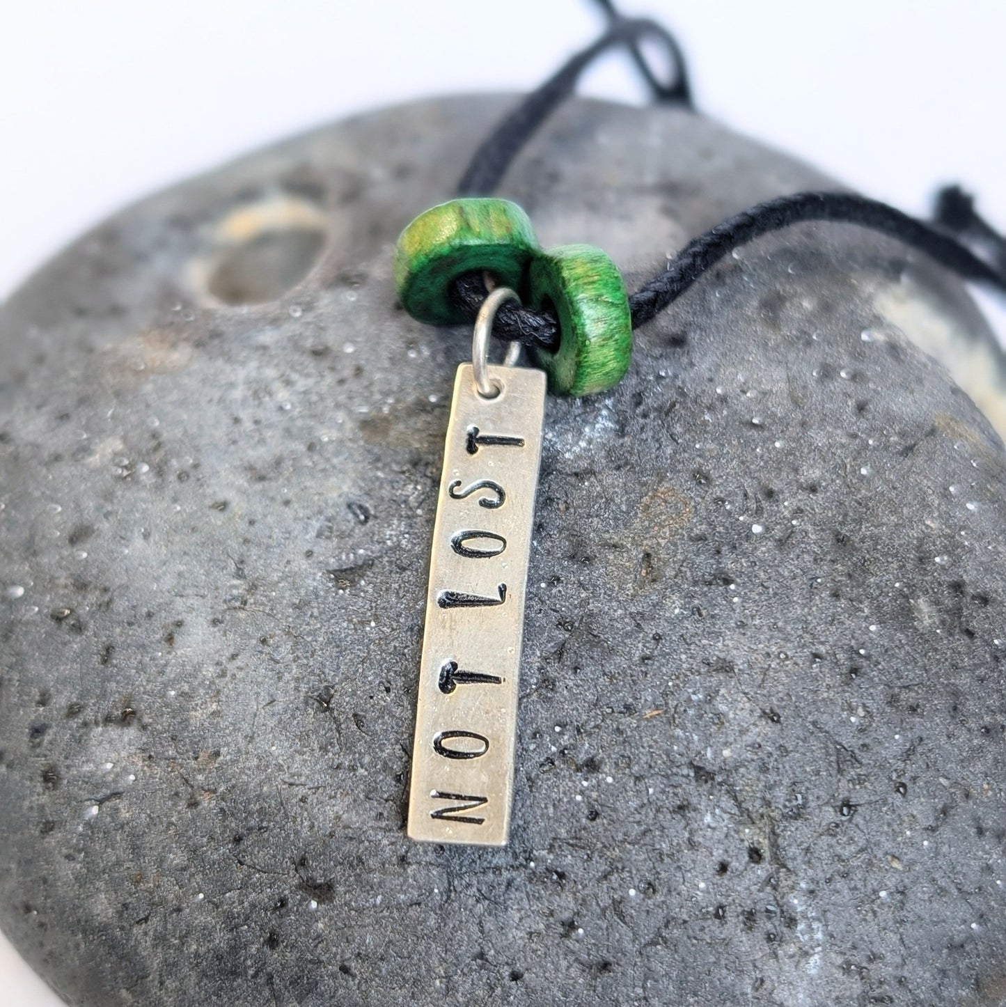 Recycled Sterling Silver 'Not Lost' & 'Lost' Pendant Cord Necklace - Not Lost Jewellery