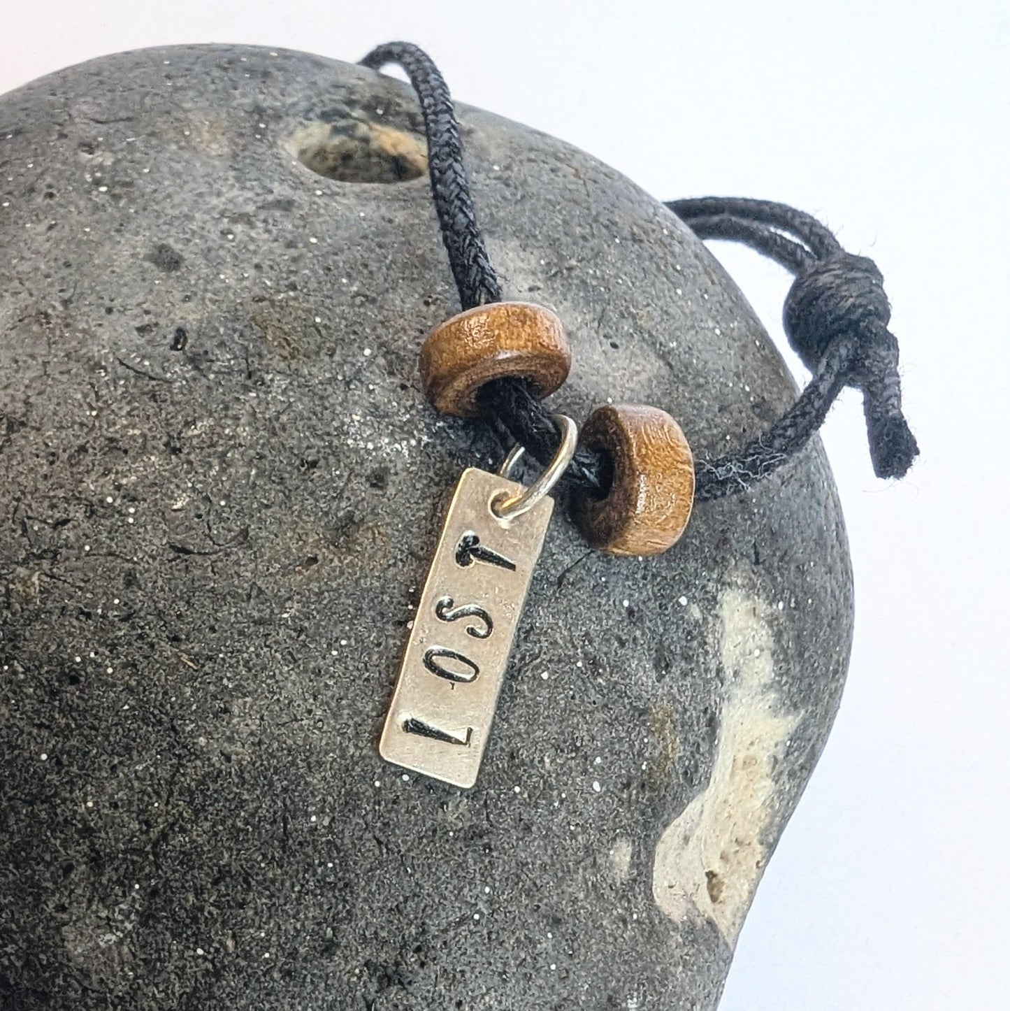 Recycled Sterling Silver 'Not Lost' & 'Lost' Pendant Cord Necklace - Not Lost Jewellery