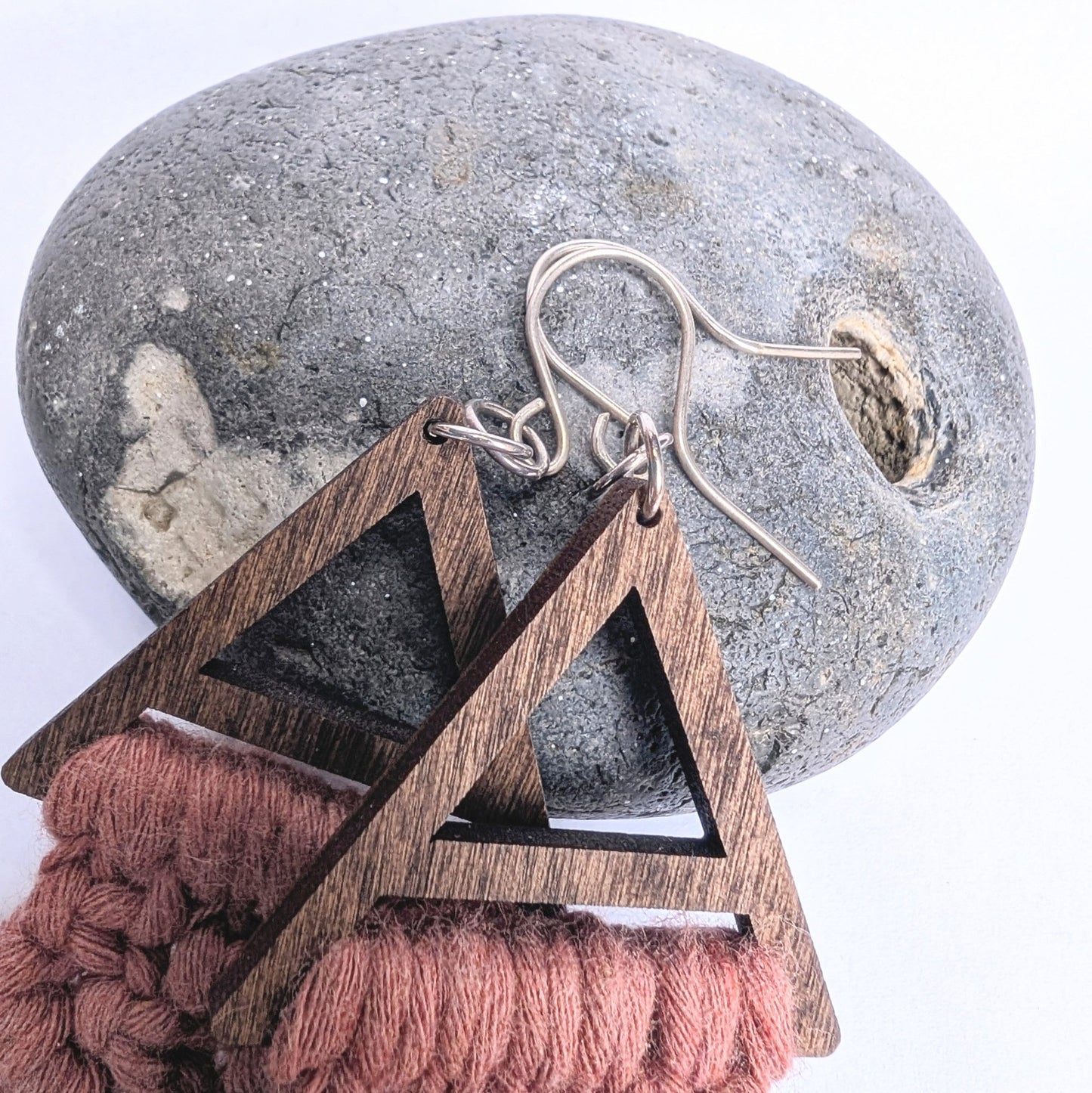 Statement Cotton Macrame & Recycled Sterling Silver Dangle Earrings - Not Lost Jewellery