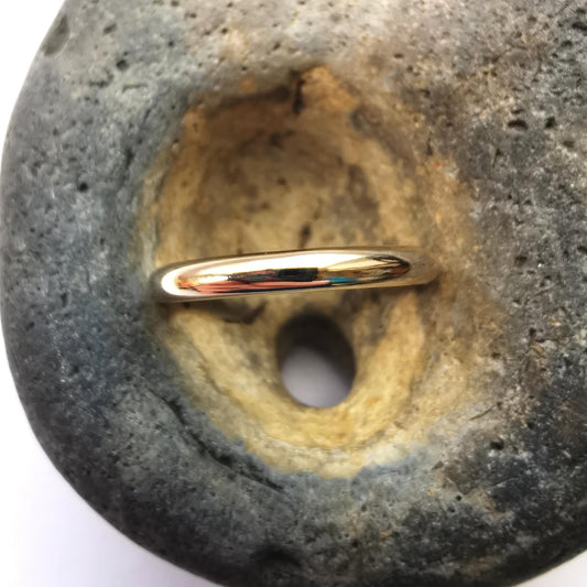 9ct Gold D-Shaped Wedding Band Ring - Size U - Not Lost Jewellery