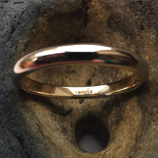 9ct Gold D-Shaped Wedding Band Ring - Size U - Not Lost Jewellery
