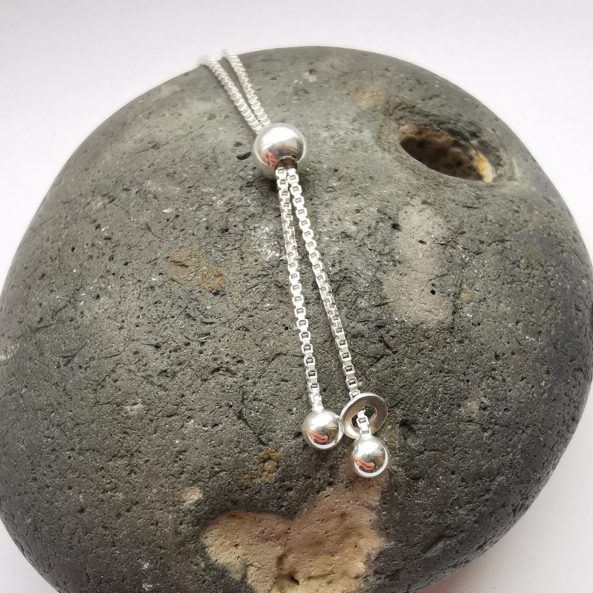 Clear Seaglass & Recycled Silver Adjustable Bracelet - Not Lost Jewellery