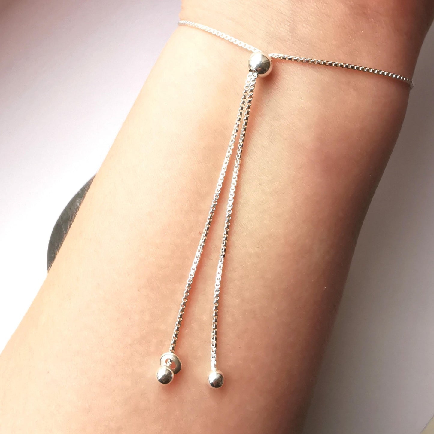 Clear Seaglass & Recycled Silver Adjustable Bracelet - Not Lost Jewellery