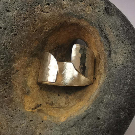 Hammered Recycled Sterling Silver Ring Cuff - Not Lost Jewellery