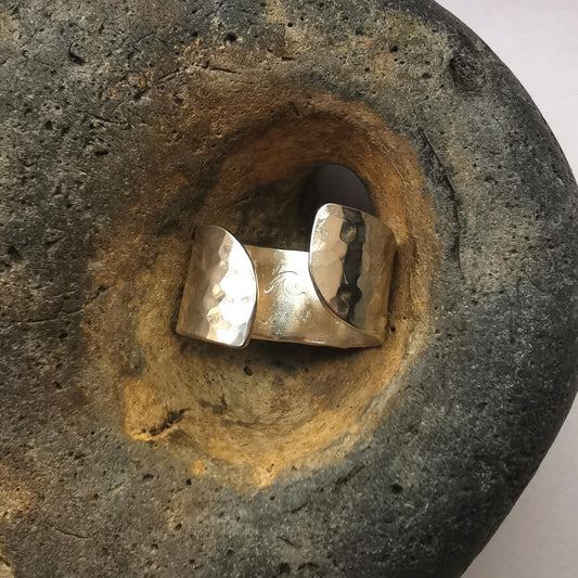 Hammered Recycled Sterling Silver Ring Cuff - Not Lost Jewellery