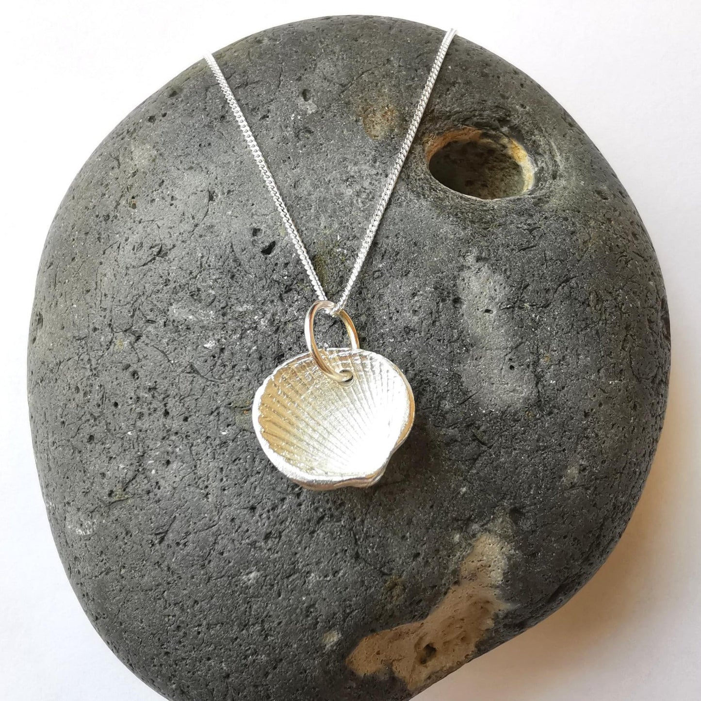 Real Shell Cast in Fine Silver, Double Sided Seashell Necklace - Medium Size - Not Lost Jewellery