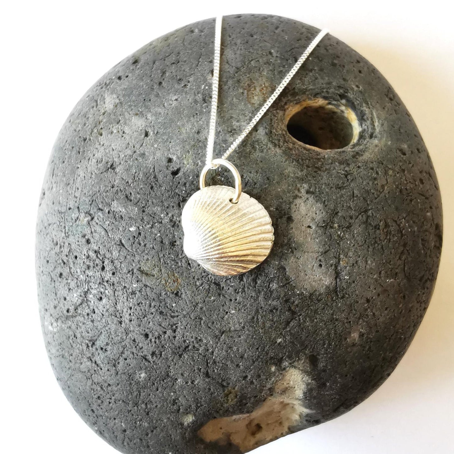 Real Shell Cast in Fine Silver, Double Sided Seashell Necklace - Medium Size - Not Lost Jewellery