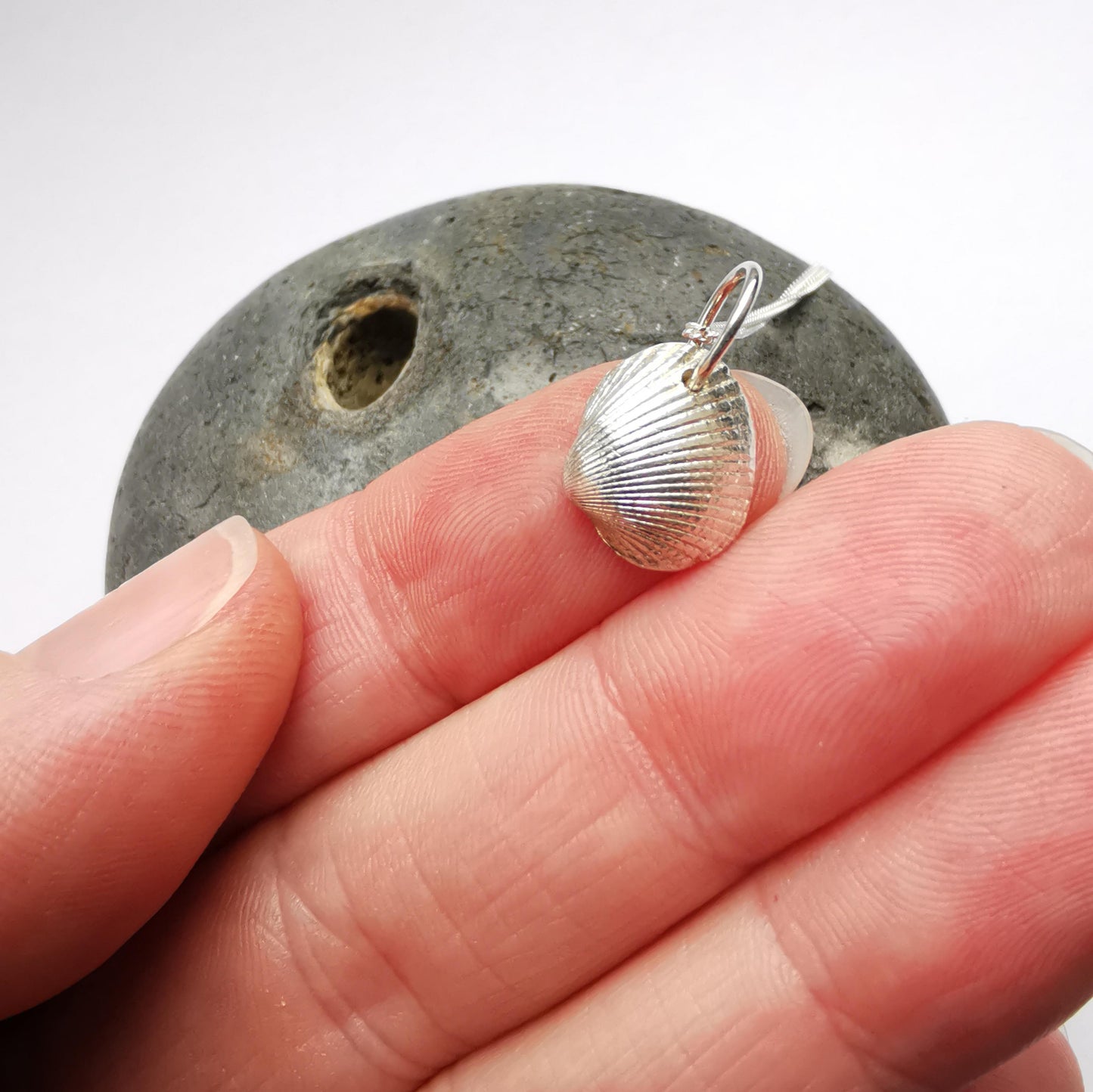 Real Shell Cast in Fine Silver, Double Sided Seashell Necklace - Small Size - Not Lost Jewellery