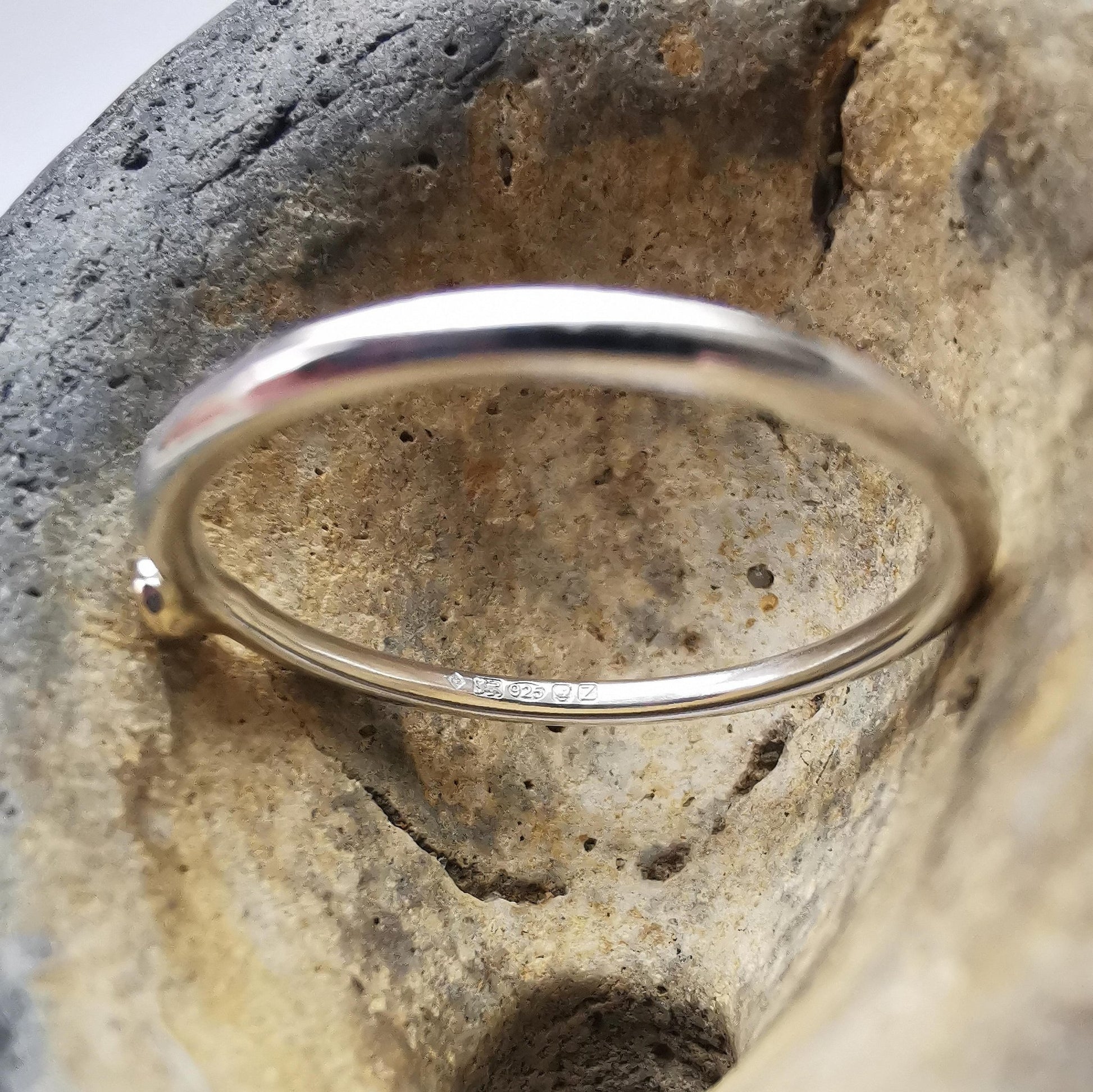 Recycled Silver Ring with 9ct Gold Pebble - Size P - Not Lost Jewellery