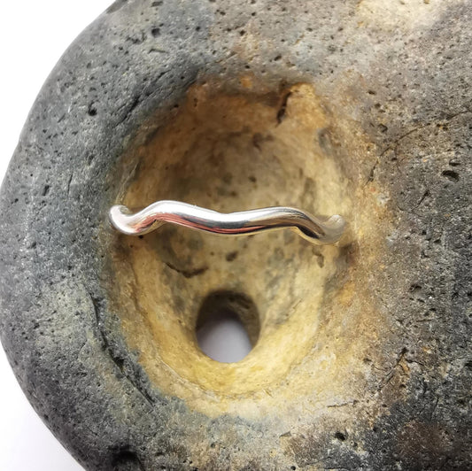 Ripple Recycled Sterling Silver Stacker Ring 2mm - Not Lost Jewellery