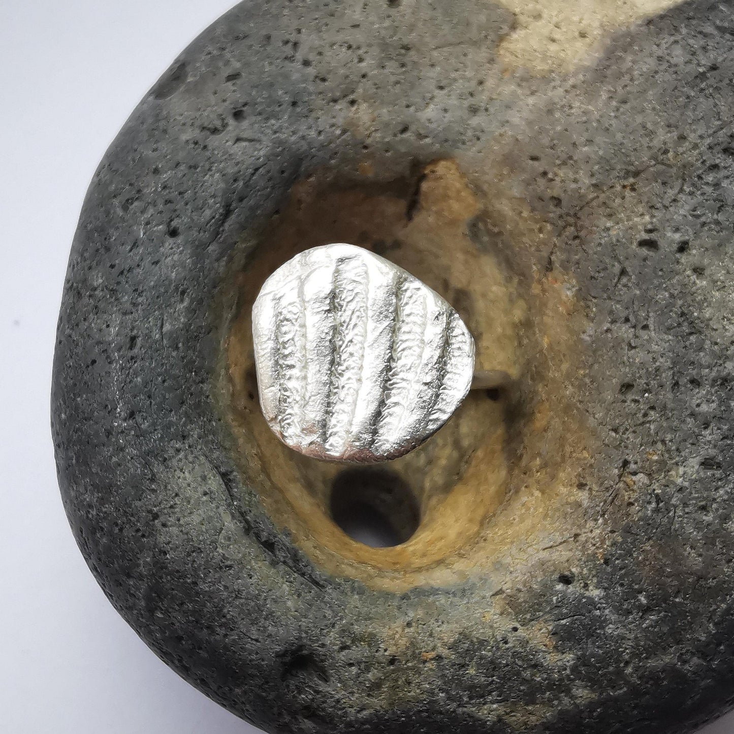 Silver Shell Fragment Ring - Not Lost Jewellery