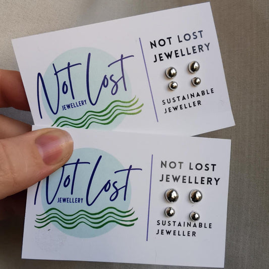 Sterling Silver Organic Pebble Stud Set - Not Lost Jewellery