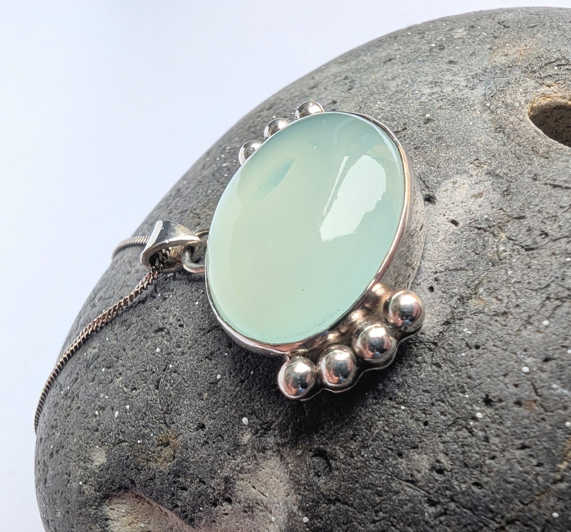 Blue Gemstone Granulation Pendant Necklace - Not Lost Jewellery
