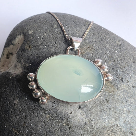 Blue Gemstone Granulation Pendant Necklace - Not Lost Jewellery