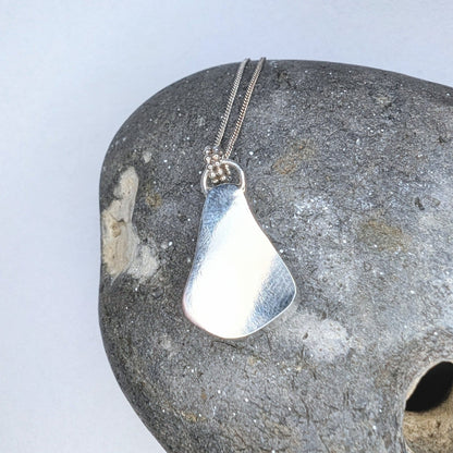 Blue Tile Recycled Silver Chunky Pendant Necklace - Not Lost Jewellery