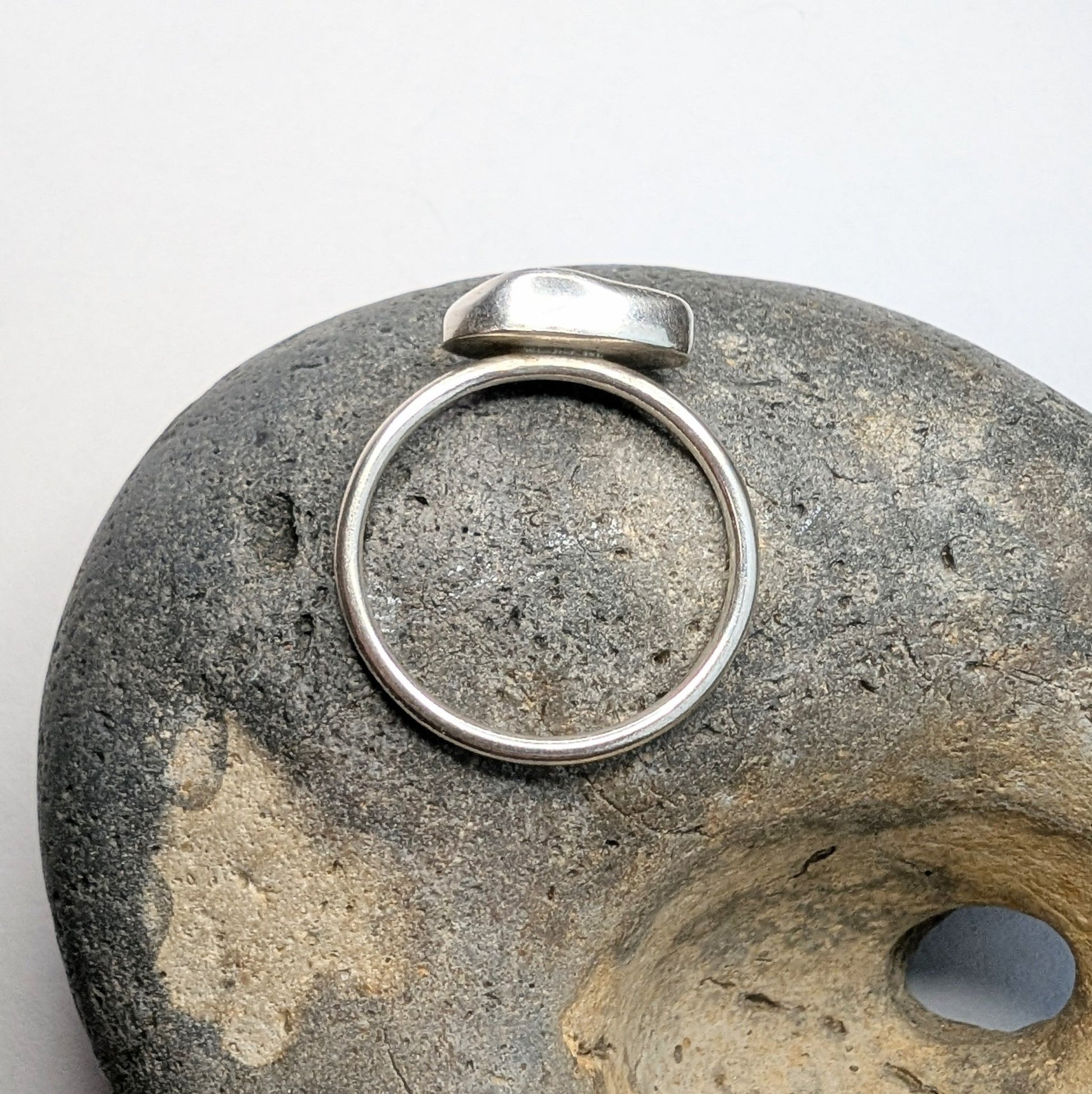 Bright Light Olive Green Seaglass Recycled Silver Ring - Not Lost Jewellery