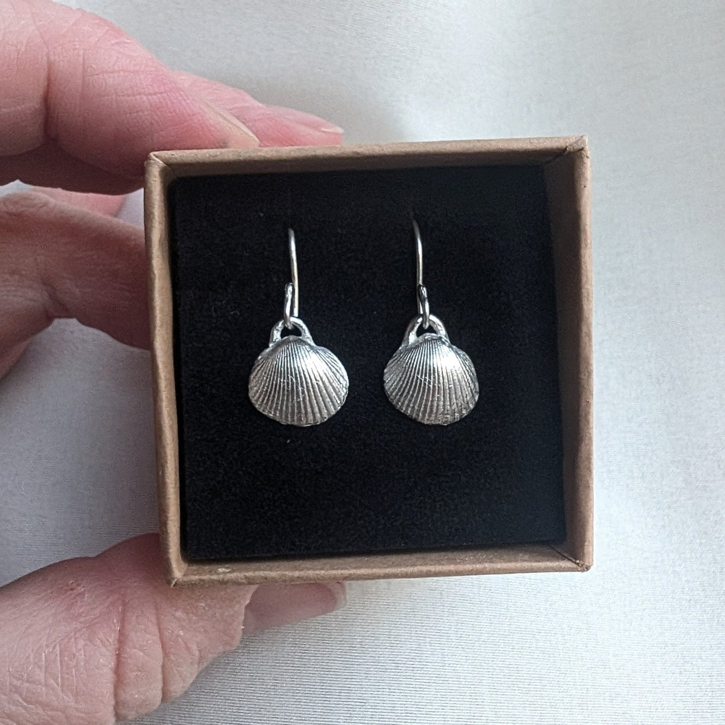 Fine Silver Sea Shell Dangle Hook Earrings - Not Lost Jewellery