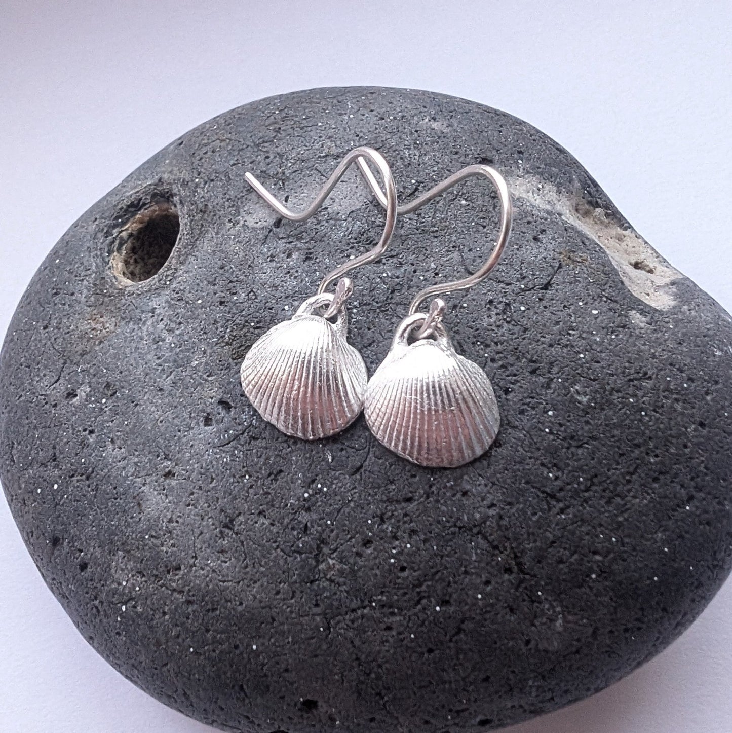 Fine Silver Sea Shell Dangle Hook Earrings - Not Lost Jewellery