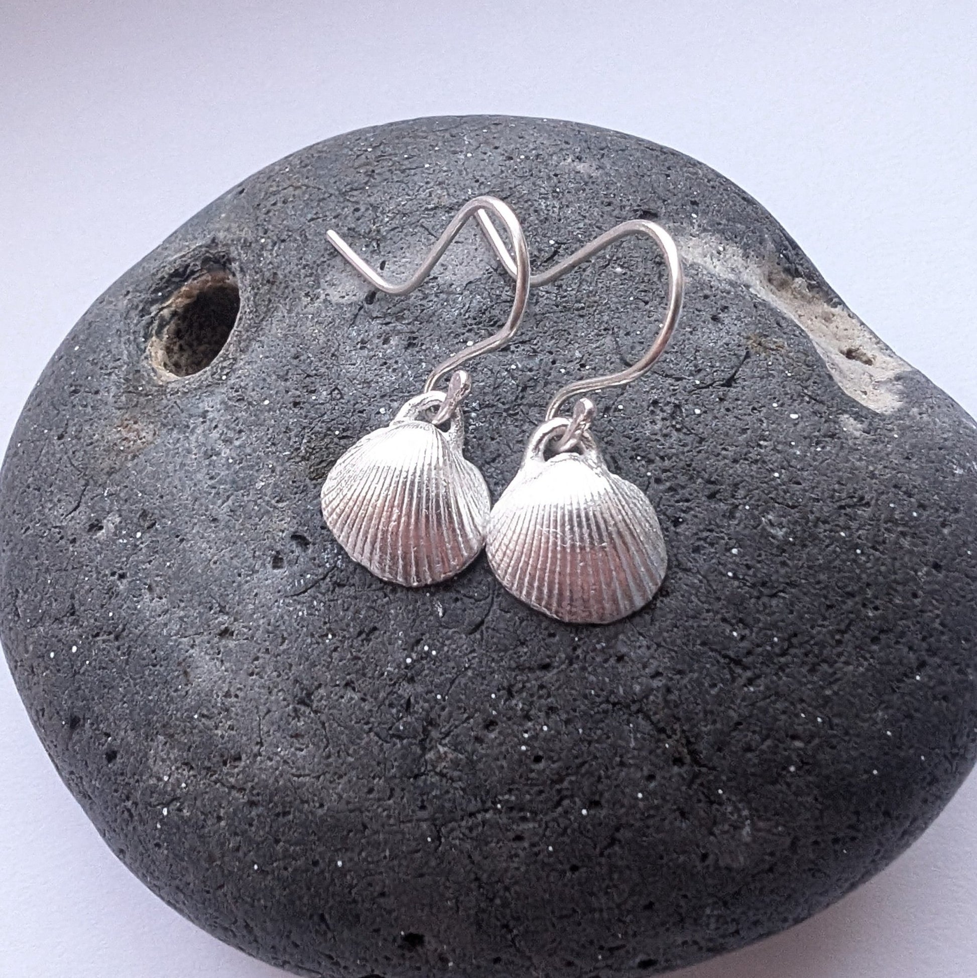 Fine Silver Sea Shell Dangle Hook Earrings - Not Lost Jewellery