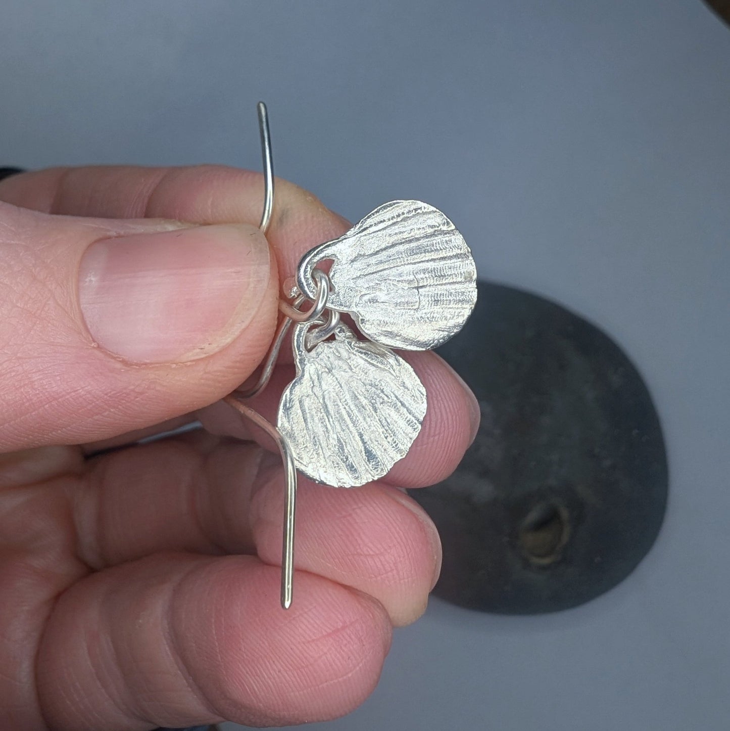 Fine Silver Sea Shell Dangle Hook Earrings - Not Lost Jewellery