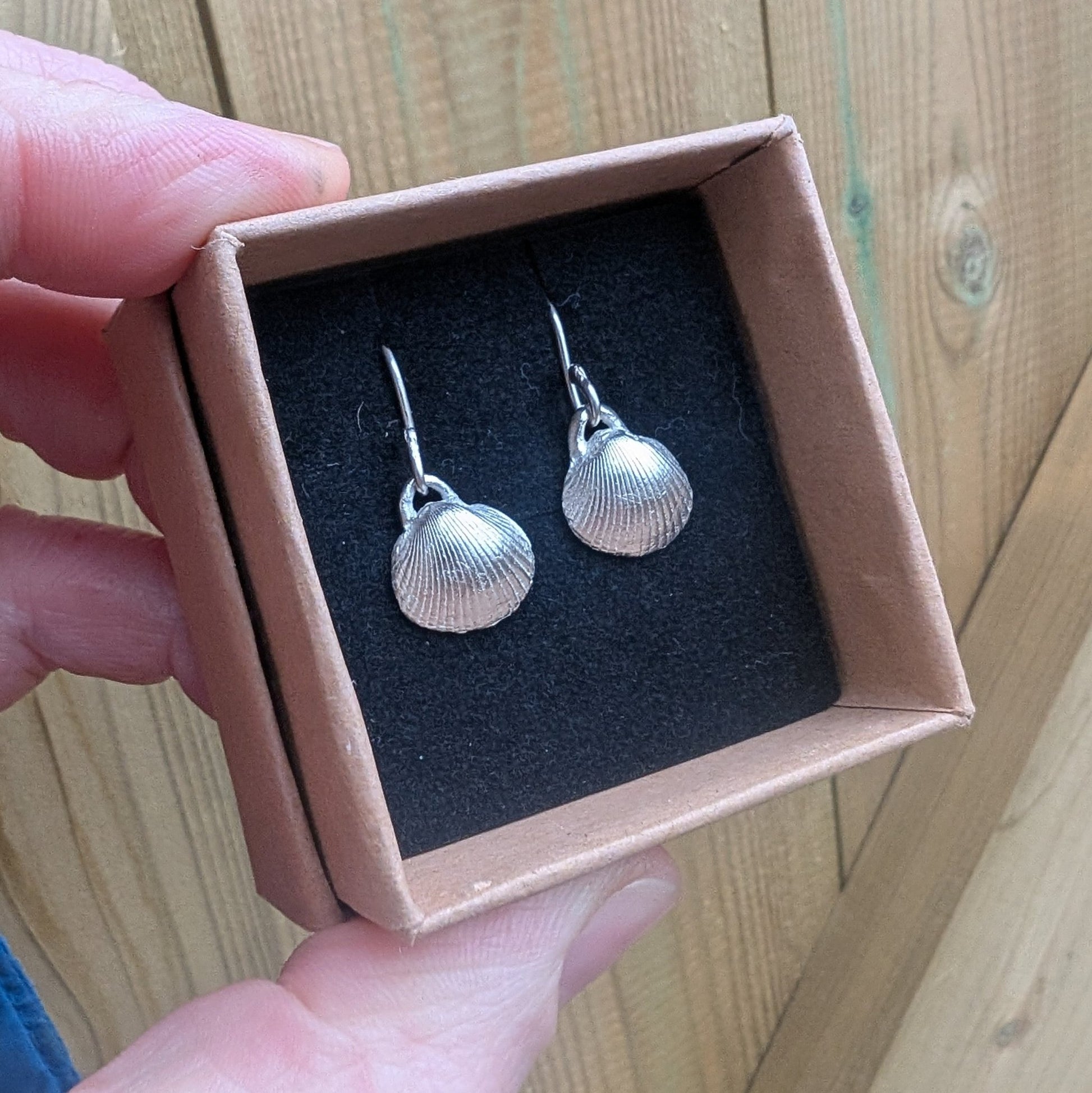 Fine Silver Sea Shell Dangle Hook Earrings - Not Lost Jewellery