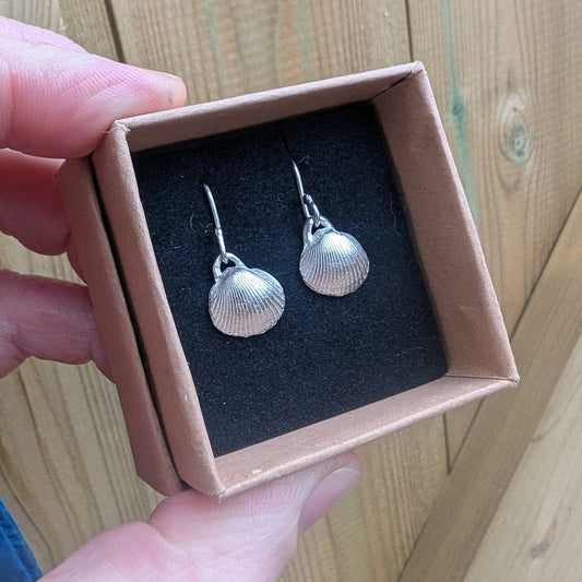 Fine Silver Sea Shell Dangle Hook Earrings - Not Lost Jewellery