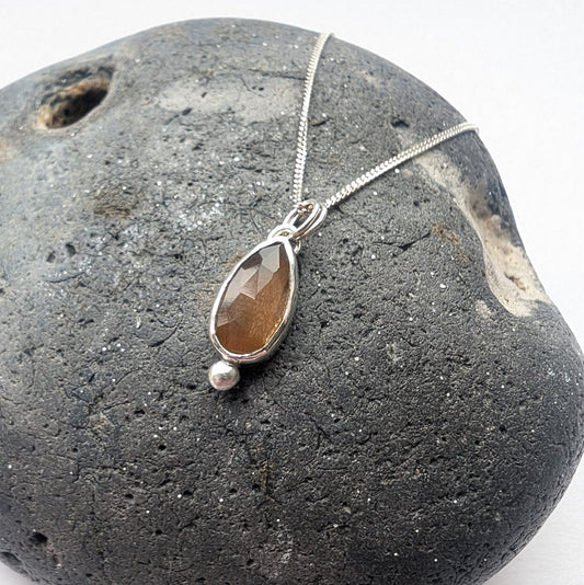 Golden Moonstone Recycled Silver Pendant Necklace - Not Lost Jewellery