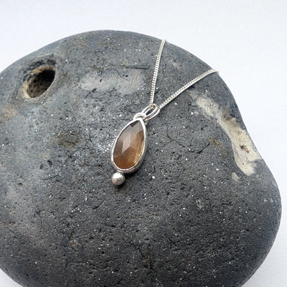 Golden Moonstone Recycled Silver Pendant Necklace - Not Lost Jewellery