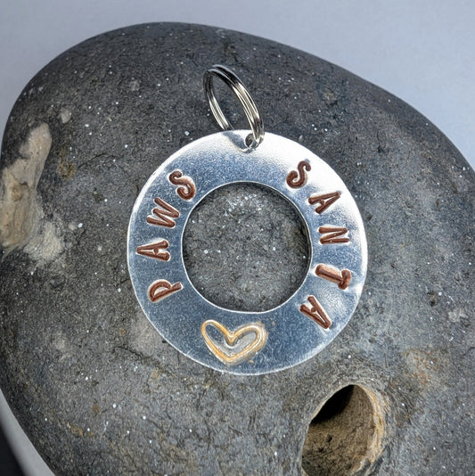Hand Stamped Aluminium Dog Tag - Santa Paws - Not Lost Jewellery