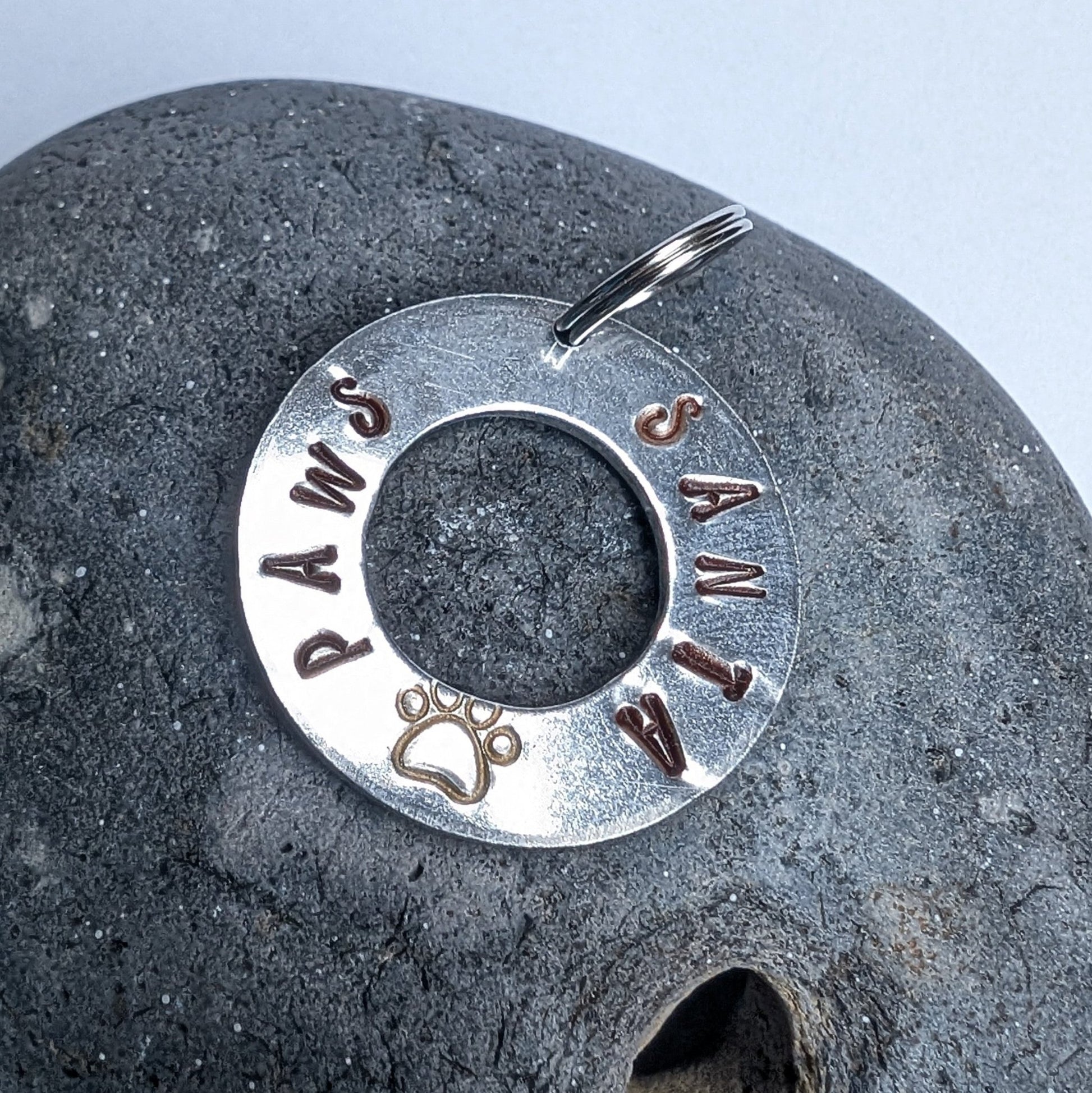 Hand Stamped Aluminium Dog Tag - Santa Paws - Not Lost Jewellery