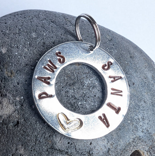 Hand Stamped Aluminium Dog Tag - Santa Paws - Not Lost Jewellery
