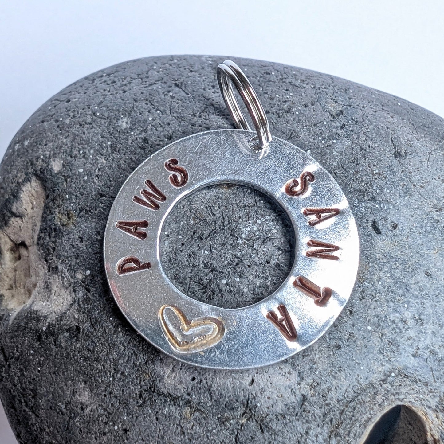 Hand Stamped Aluminium Dog Tag - Santa Paws - Not Lost Jewellery