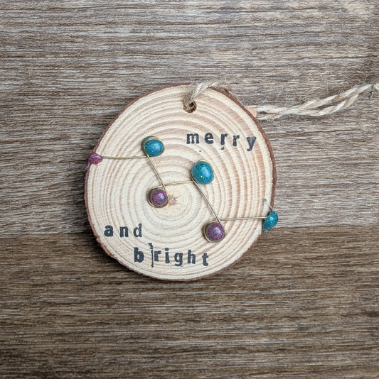 Hanging Wooden Christmas Decoration - merry & bright - Not Lost Jewellery