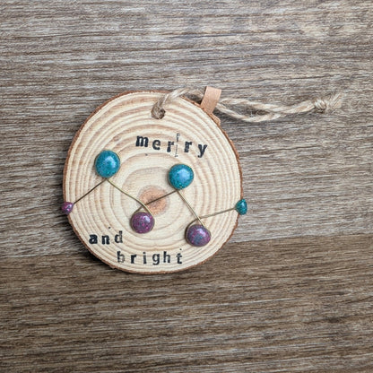 Hanging Wooden Christmas Decoration - merry & bright - Not Lost Jewellery
