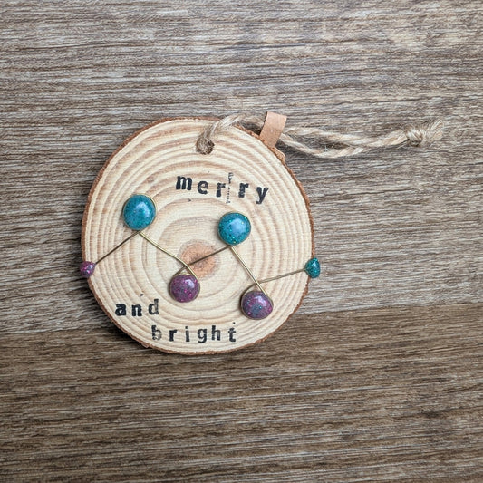 Hanging Wooden Christmas Decoration - merry & bright - Not Lost Jewellery