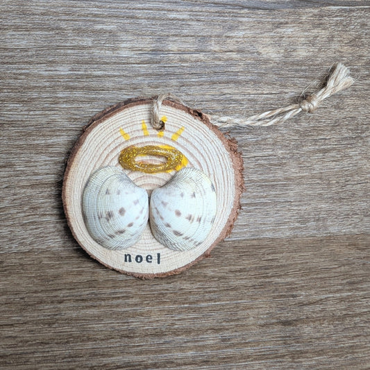 Hanging Wooden Christmas Decoration - Shell Angel - Not Lost Jewellery