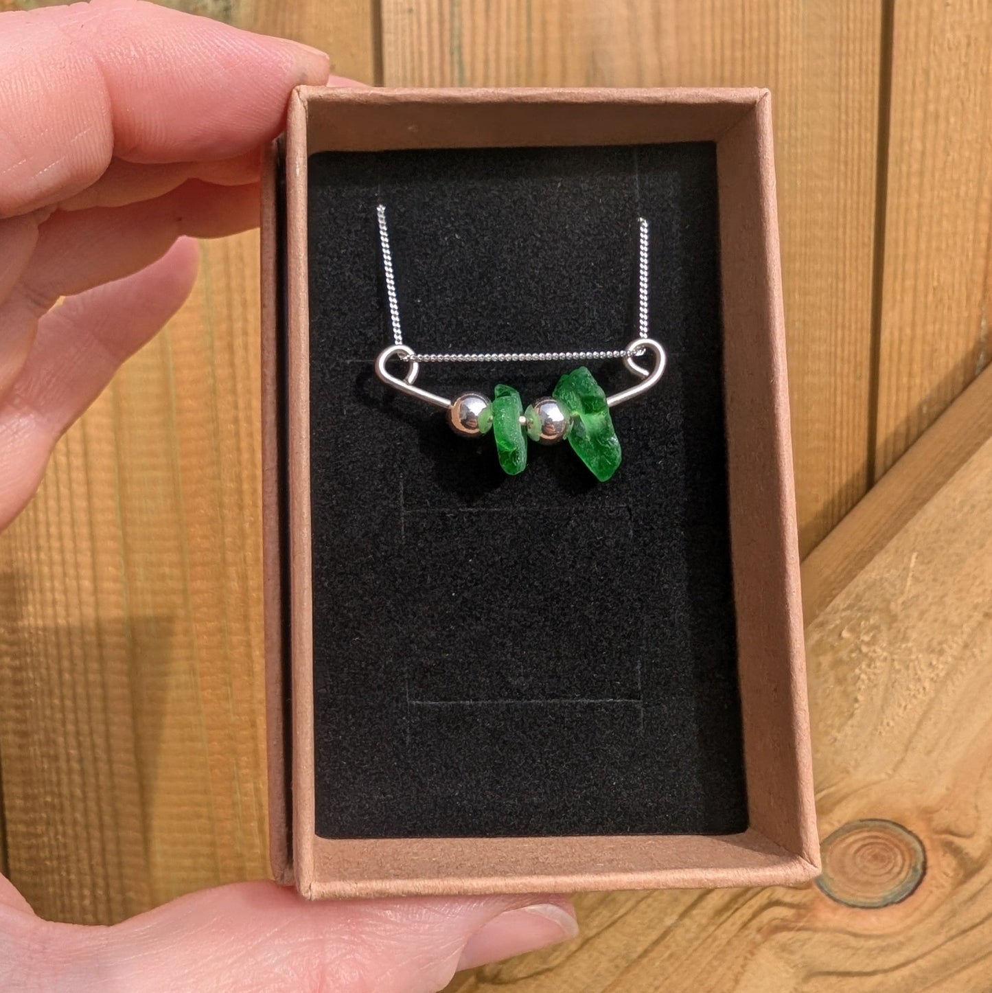 Jade Green & Silver Ball Fidget Pendant Necklace - Not Lost Jewellery