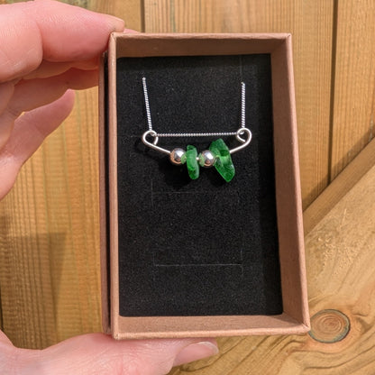 Jade Green & Silver Ball Fidget Pendant Necklace - Not Lost Jewellery