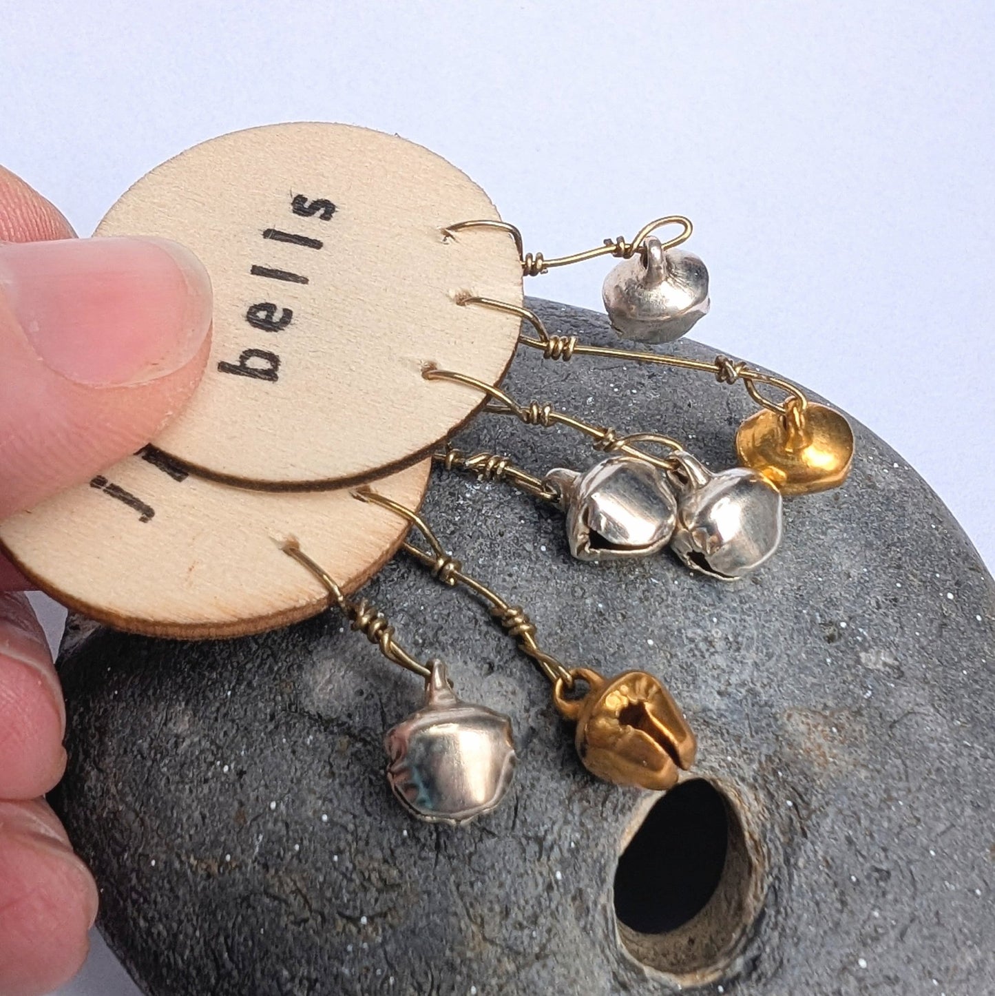 Jingle Bells Christmas Dangle Earrings with Recycled Sterling Silver Ear Hooks - Not Lost Jewellery