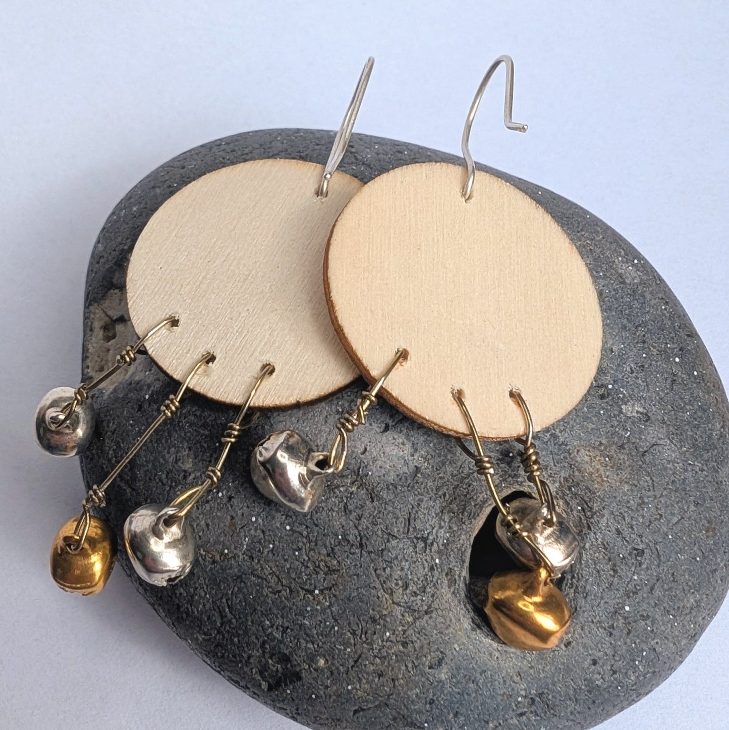 Jingle Bells Christmas Dangle Earrings with Recycled Sterling Silver Ear Hooks - Not Lost Jewellery