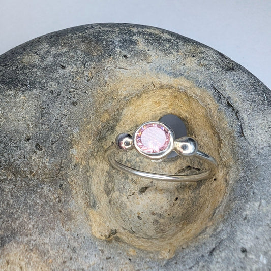 Pink CZ Recycled Silver Ring - Not Lost Jewellery