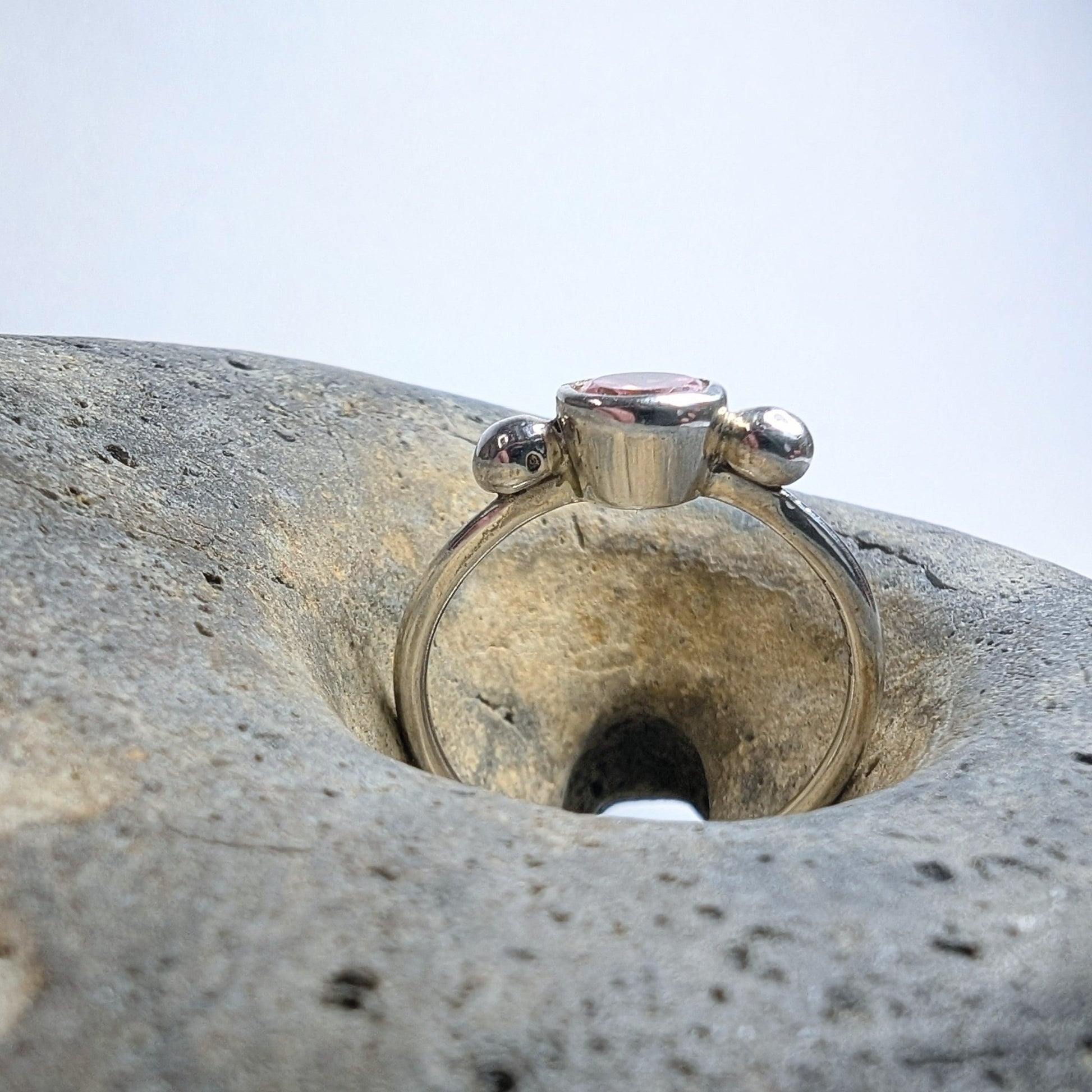 Pink CZ Recycled Silver Ring - Not Lost Jewellery