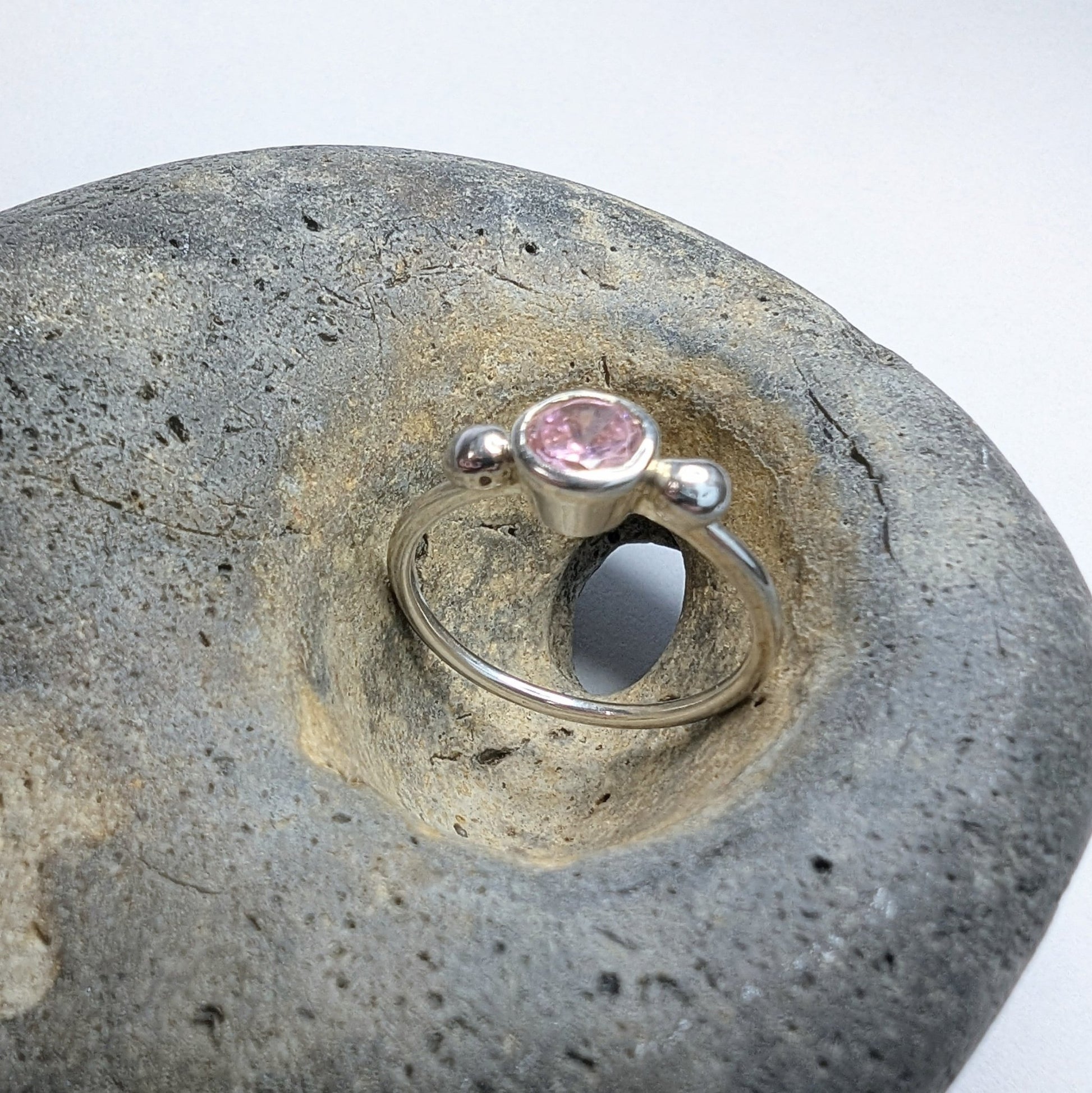 Pink CZ Recycled Silver Ring - Not Lost Jewellery