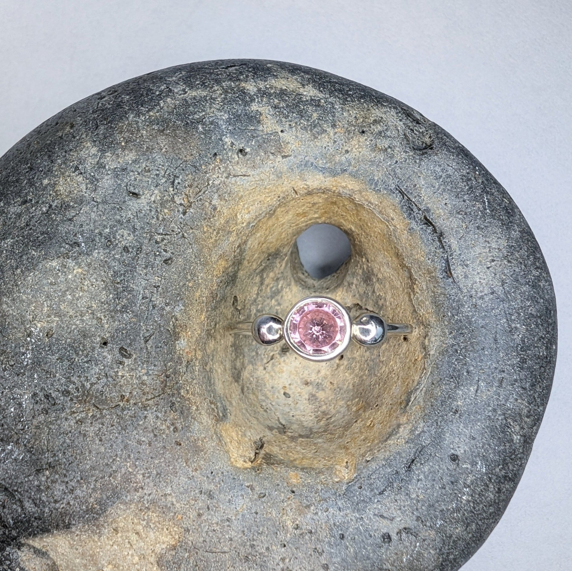Pink CZ Recycled Silver Ring - Not Lost Jewellery